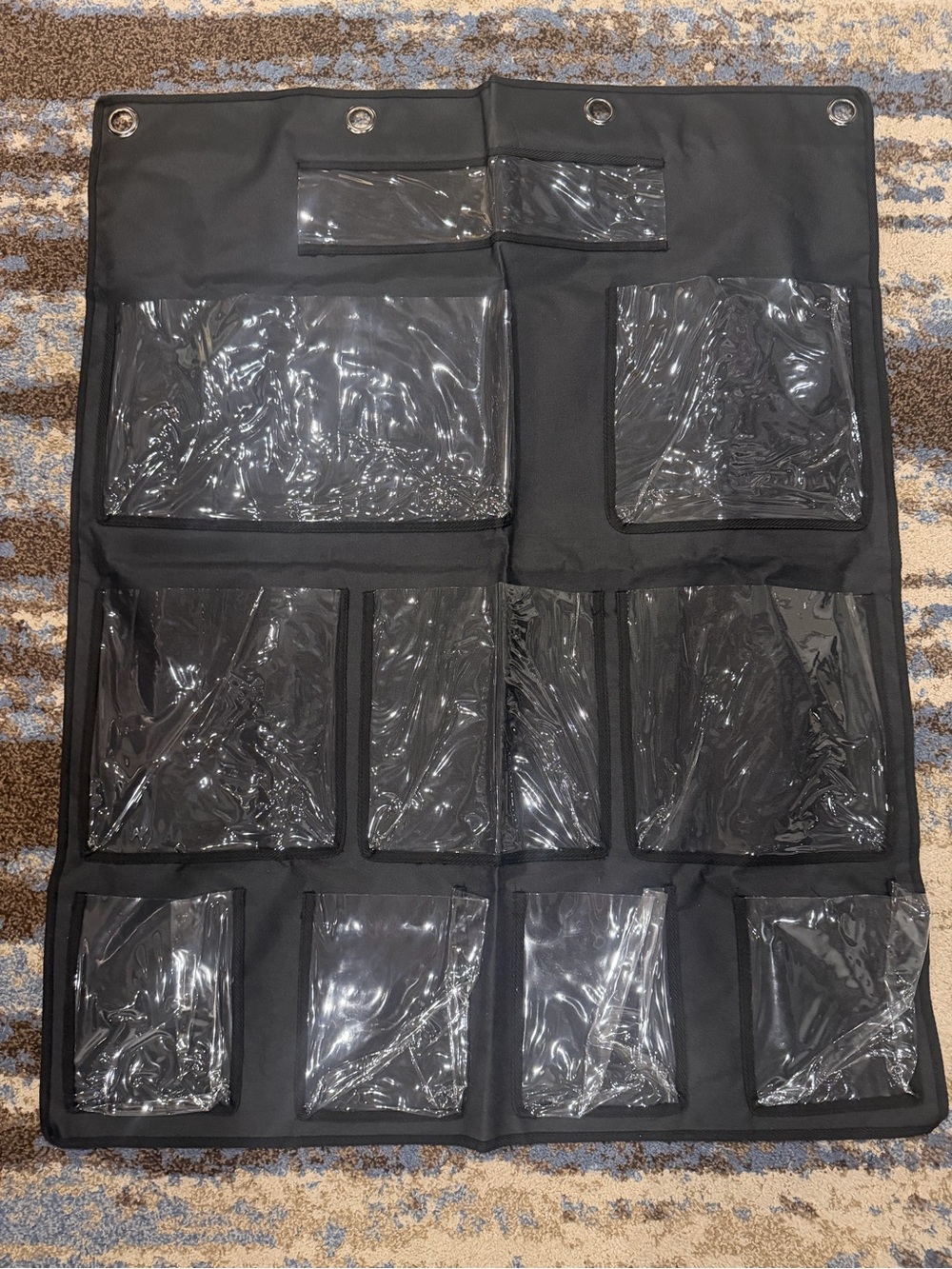 Black Clear-Pocket Cell Phone Accessories Organizer - Hanging Storage